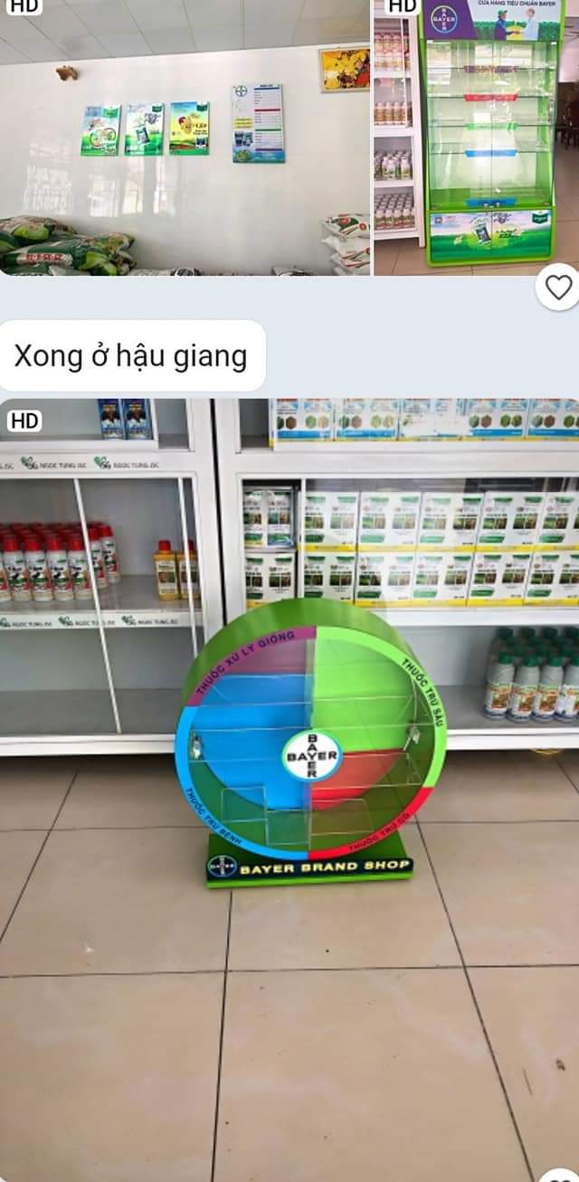 Lắp đặt POSM quầy kệ cùng nhãn hàng Bayer